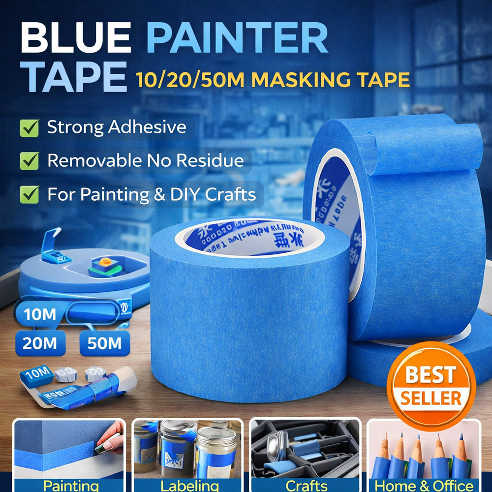 Model Kit Paint Remover - شريط لاصق أزرق للرسامين 10/20/50 متر،